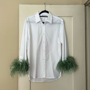Zara Feather Poplin Shirt Small